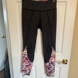 Athleta Black Leggings with Floral Accents